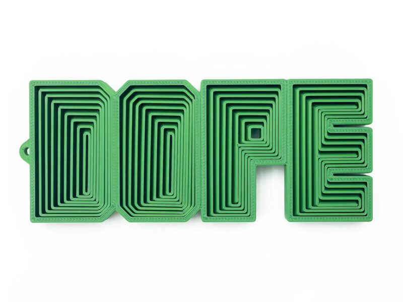 Dope flexible fidget word in green PLA